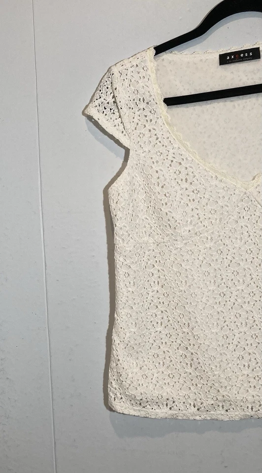 Y2K Axcess Liz Claiborne Цвет слоновой кости Кружевной Волшебный Топ Размер L Коттеджкор Кокетка - Изображение 4 из 4