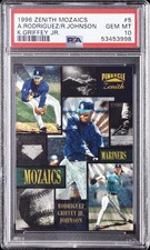 1996 ZENITH MOZAICS #5 ALEX RODRIGUEZ/KEN GRIFFEY JR./RANDY JOHNSON PSA 10
