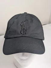 Ralph Lauren Polo Classics Big Pony Chino Leather Strap Aviator Blue Hat OSFM