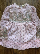 Vintage Nannette Girls Dress Size 4T Victorian Dress Lace Collar Floral Pink
