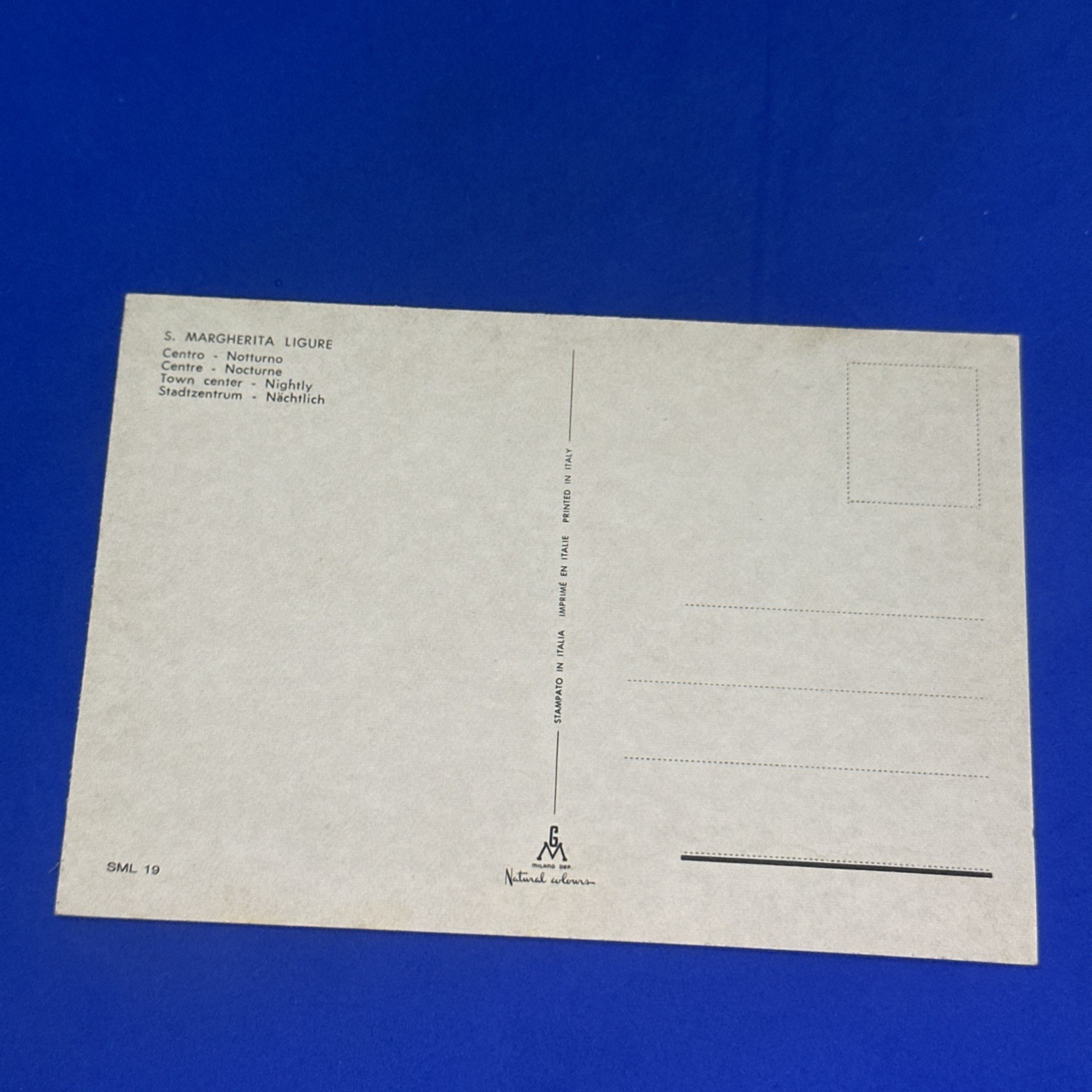 S. MARGHERITA LIGURE NOTTURNO CENTRO CARTOLINA A COLORI