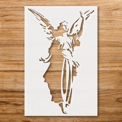 Elegant Angel Silhouette Stencil Stock Images for Art and Design - StencilAir