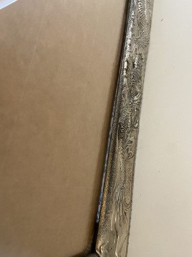 Antiguo HERMOSO Marco de Dragón Chino Asiático de Metal Martillado Soporte con Vidrio Plateado - Imagen 9 de 21