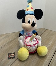 Disney Mickey Mouse Happy Birthday Plush w/ Cake  Party Hat Medium 18  