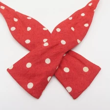 Ferrell Reed Bow Tie Red White Polka Dot 2" Wide Self Tie Silk