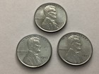 Lot of 3 - 1943-P  1c.  Lincoln Steel Pennys Philadelphia - Uncirculated- Nice - — photo 1