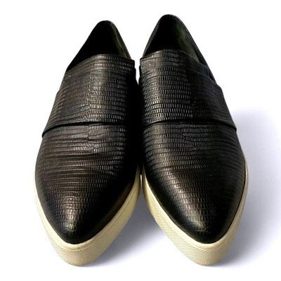 Vince Paeyre Black Slip On Pointed Toe Leather Shoes / Sneakers Flats Loafer 6.5
