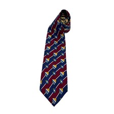 Oscar de la Renta Mens 100 Silk Tie Burgundy Navy Blue Heraldic Crest Necktie