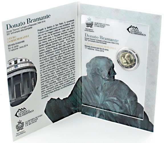 Saint-Marin 2 Euros Commémorative 2014 Bramante Lazzari