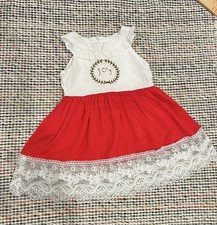 Bug A Boutique Joy Wreath Embroidered Christmas Lace Red & White Dress Sz 18 Mo