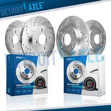 Front and Rear Drilled and Slotted Brake Rotors for Honda Civic Acura Integra