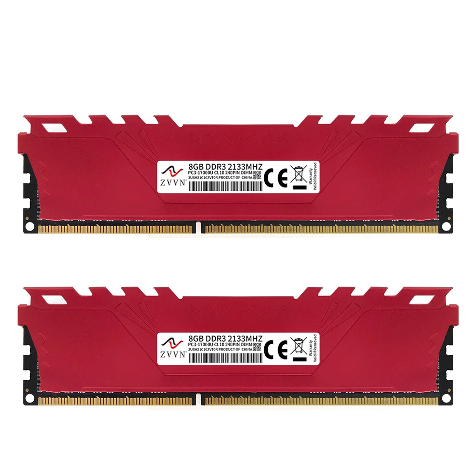 16GB 2x 8GB DDR3 2133MHz OC PC3-17000U CL10 240Pin DIMM Desktop Memory ZVVN RED - Image 2 of 4