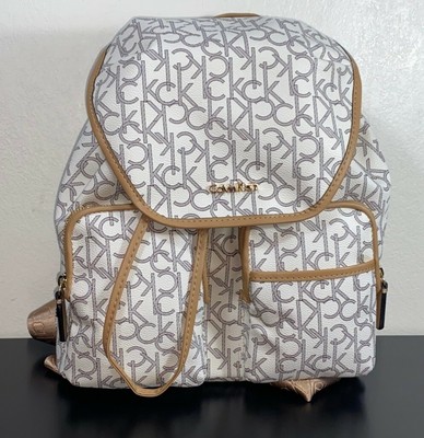 Calvin klein backpack white and gold Clearance