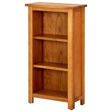 Small Narrow Bookcase With 3 Shelves Rustic Oak Wood Veneered MDF Bookshelf Unit