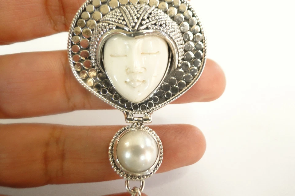 Colgante colgante de plata de ley 925 con perlas Mabe amatista cara de diosa Foto 3 de 4