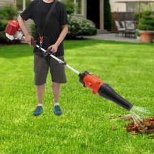 52cc Gas Power Hand Held Sweeper Broom Driveway Turf Artificial Grass Snow Clean