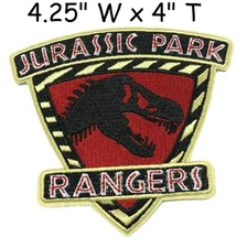 JURASSIC PARK MOVIE LOGO EMBROIDERED iron-on PATCH Applique BADGE EMBLEM Costume