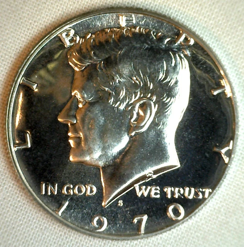 1970 S Proof 40% Silver Kennedy Half Dollar Coin 50 Cent Taken from Proof Set