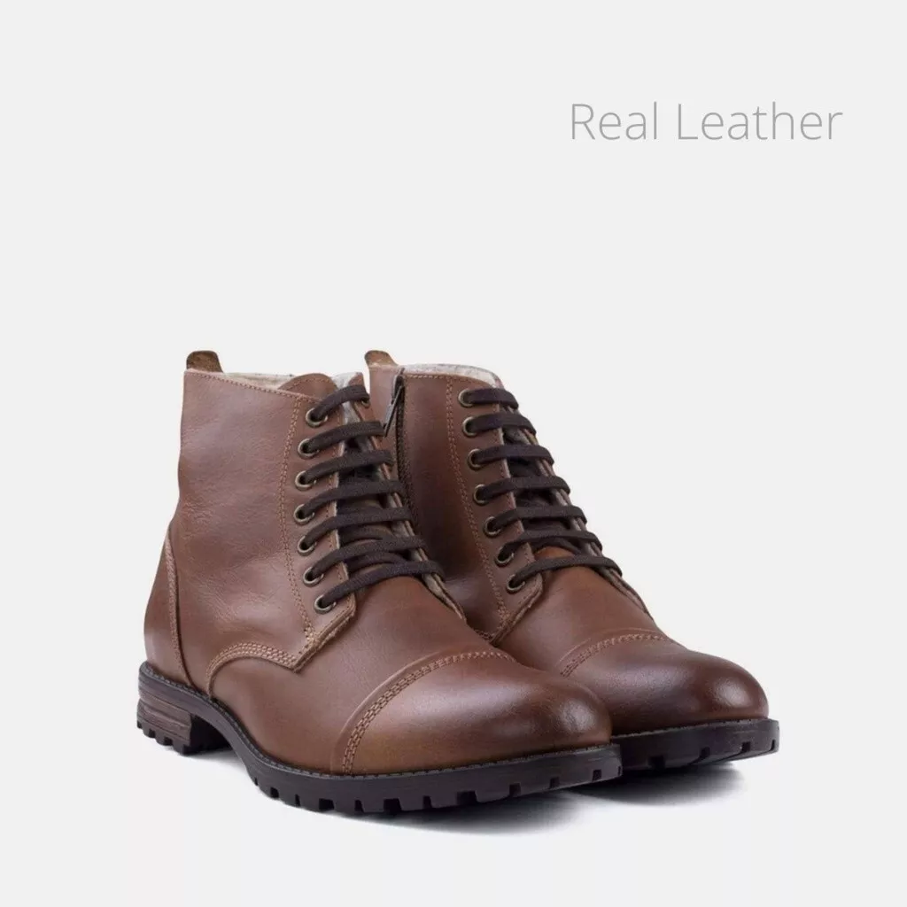Redfoot Decker Mens Tan Brown Fur Lined Zipped Fashion Work Boots UK 7