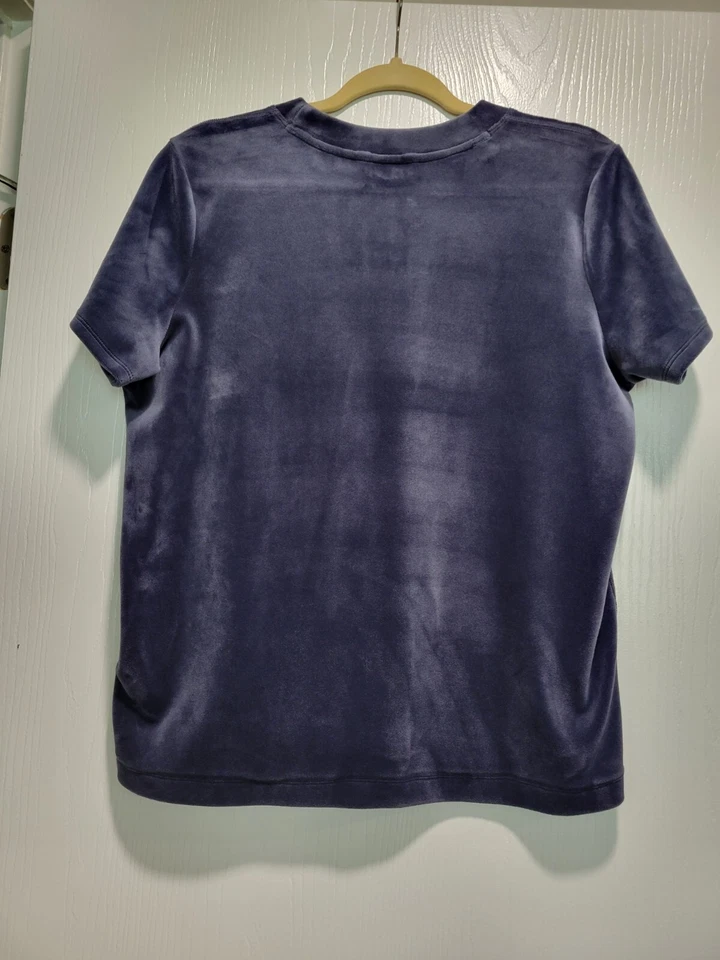 Camiseta Blusa De Colección DKNY Deportiva Grande Azul Marino Terciopelo Bebé Y2K Foto 2 de 4