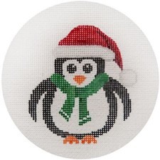 Needlepoint HandPainted JP Needlepoint Christmas Penguin with Muffler 4.5"