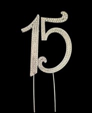 15 Birthday Cake Topper - Silver 