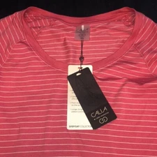 CAlia by Carrie Underwood Athletic Top XS  Striped Rusty Rose New