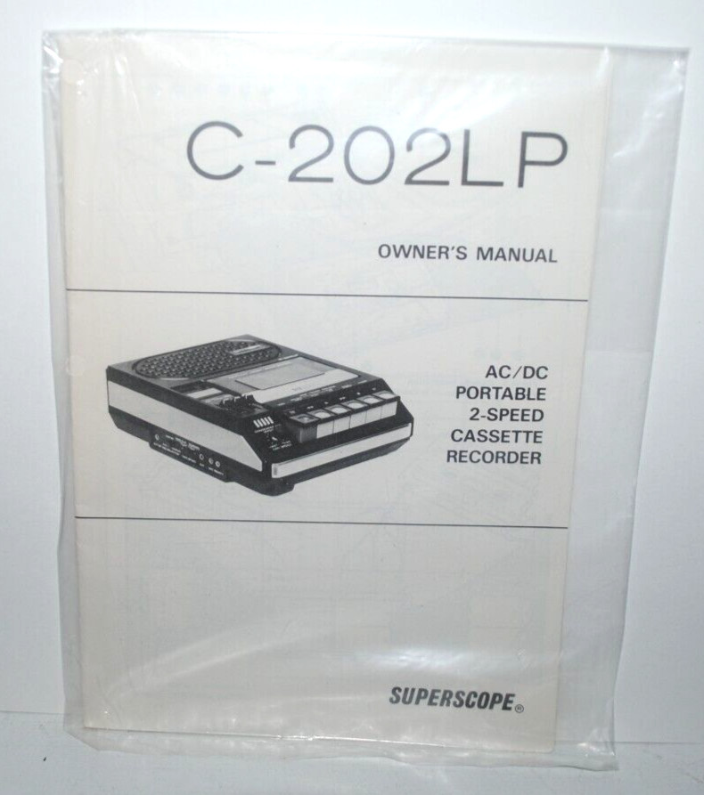 Superscope C-202LP cassette recorder original owner's manual, excellent, Marantz