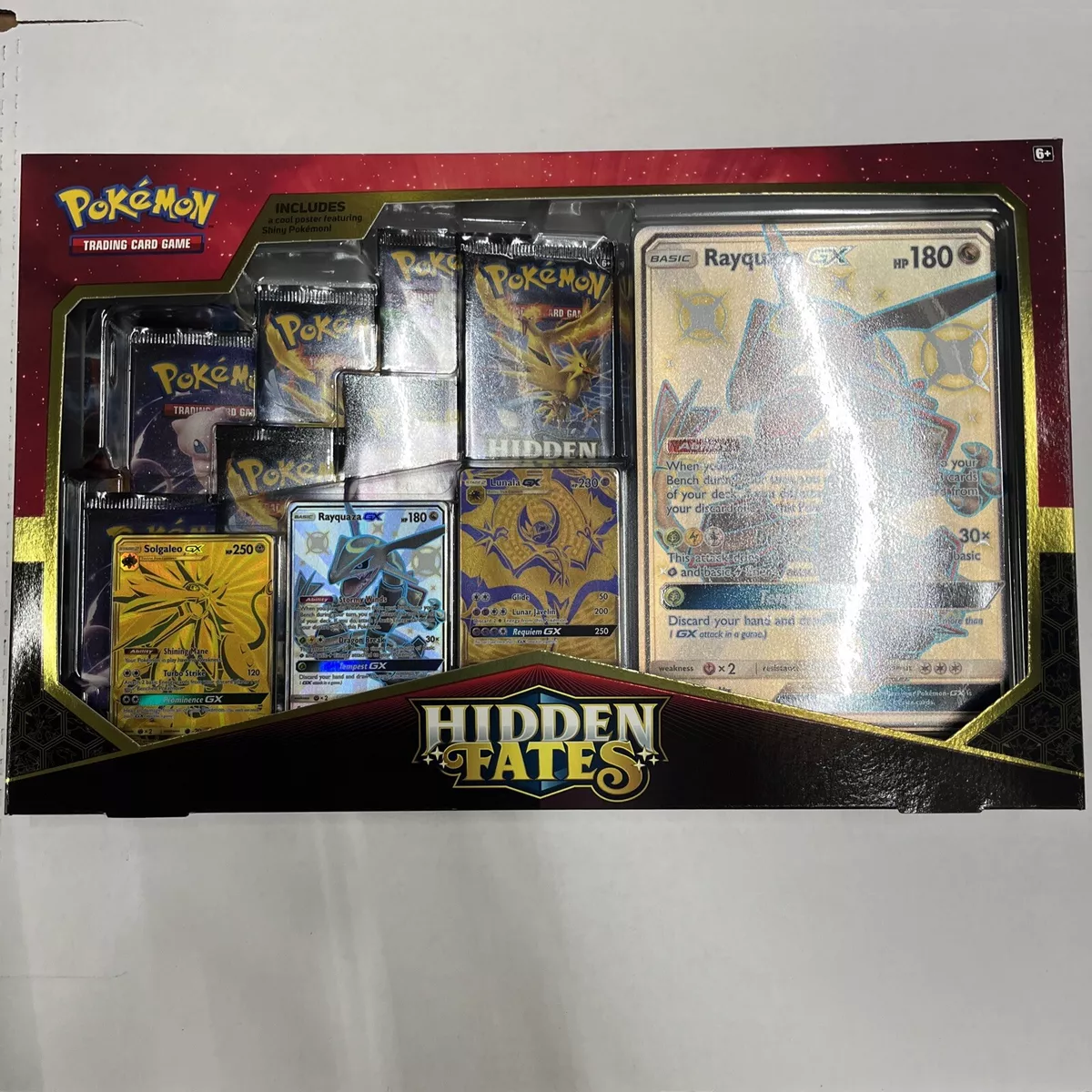 Pokemon Hidden Fates Premium Collection Shiny Rayquaza Figure & shiny GX  card!