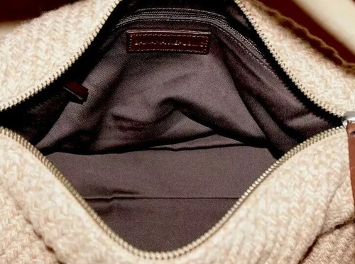 BANANA REPUBLIC Small Beige Woven Wool Blend & Brown Leather Shoulder Bag 7x10 - Bild 3 von 10