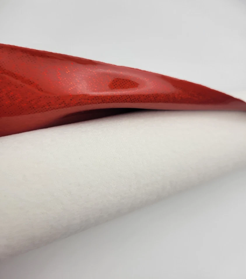 Rollo de tela de imitación de cuero PU rojo cristal flash láser holográfico, 12''X53'', nuevo en caja Foto 3 de 4