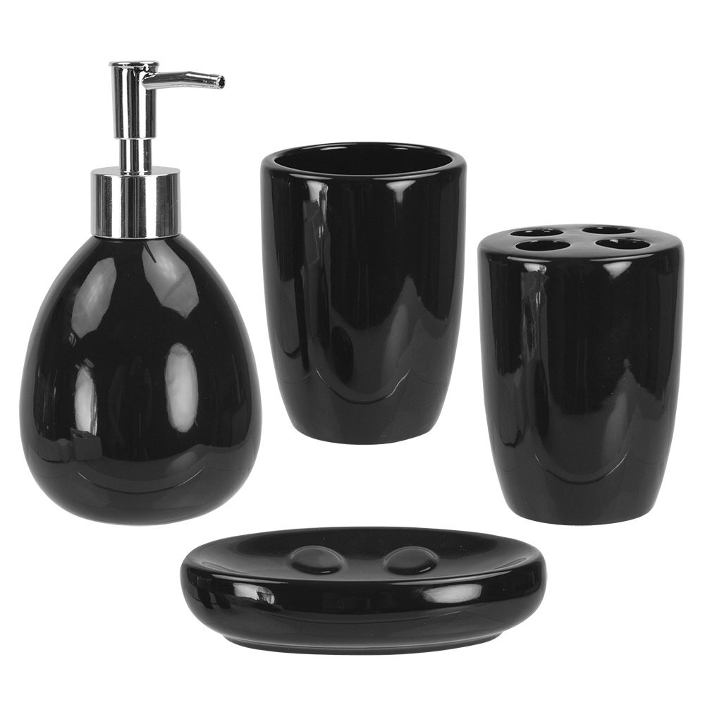 4 piece Ceramic Bathroom Set (Black)