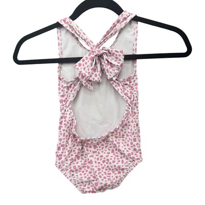 Bella Bliss One Piece Swimsuit Girls Pink White Animal Print Tie 