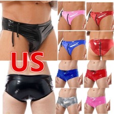Men Lingerie Underwear Drawstring Low Waist Zipper Briefs Clubwear Underpants