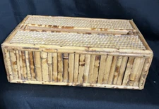 Vintage Bamboo Wicker Rectangular Tissue Box Cover Natural Hippy Boho