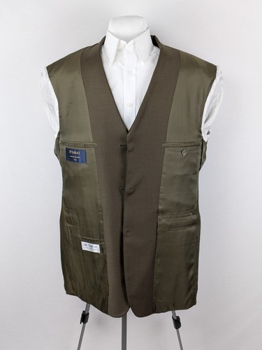 Fineri Super 100s Wool Suit Mens 42R Jacket 34x27 Pleat Cuff Pants Olive Green - Picture 7 of 22