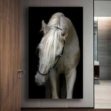 Black White Horse Canvas Painting Canvas Wall Art Animal Picture Posters & Print