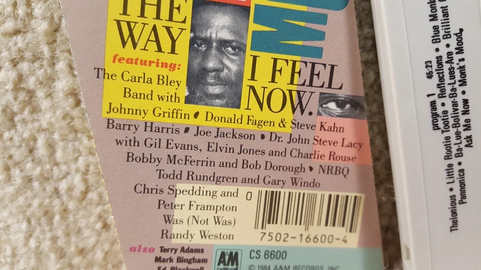 Thelonious Monk That's The Way I Feel Now A Tribute To Cassette Tape A&M 1984 Foto 2 de 4
