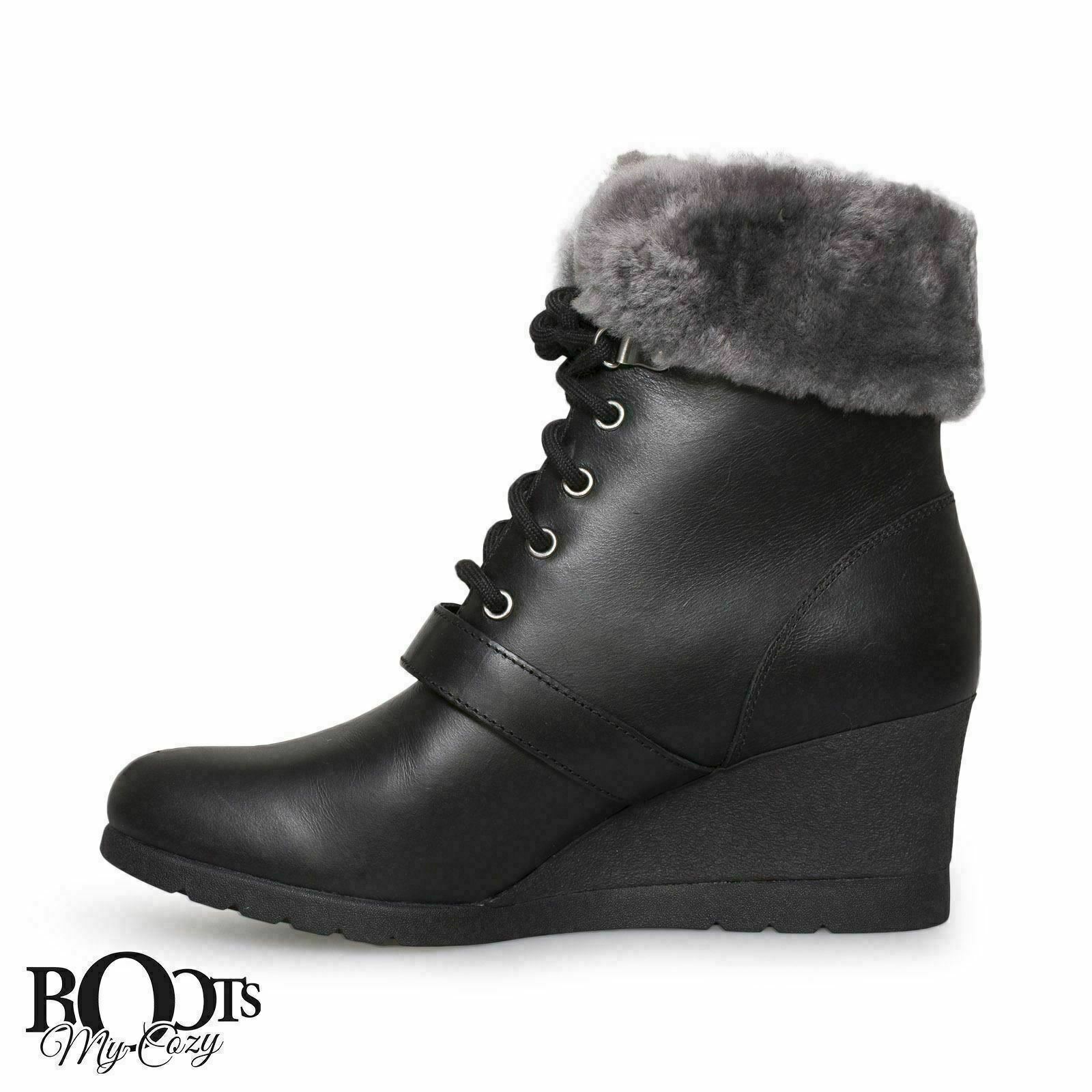UGG JANNEY BLACK WATERPROOF LEATHER 