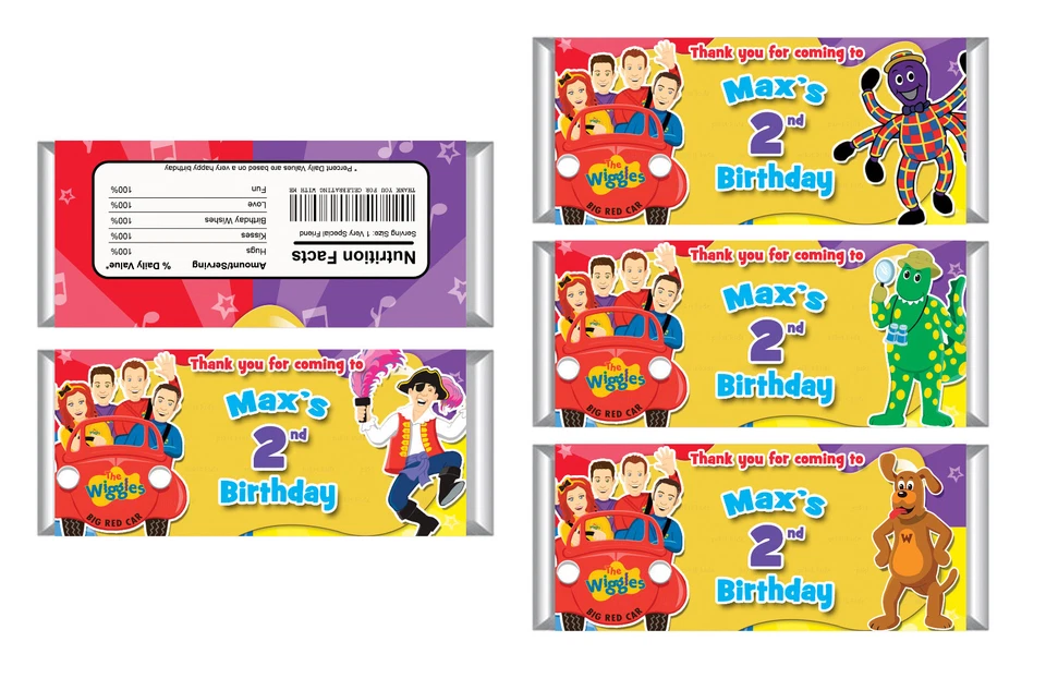 THE WIGGLES PERSONALISED CAKE TOPPER PARTY LOLLY TAGS LOOT BUNTING CUSTOM - image 2 of 4