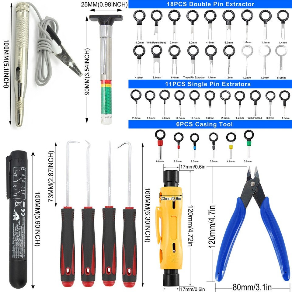 Pin Ejector Kit Pin Ejector Wire Kit Extractor Connector Puller Car Terminal Removal ...