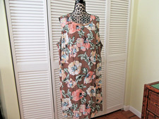 Luxology Dress Size 22 Cocoa with multicolored flowers gold band neck lined  NWT
