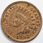 1892 Indian Head Penny Cent Extremely Fine (XF) (Cleaned)