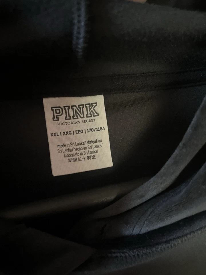 Victoria Secret/Pink Velour Hoodie Size XXL Black - Image 4 of 4