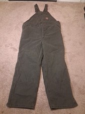 Vinatge Carhartt Moss Green Double Knee Duck Lined Overalls Size 46/32