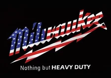 Milwaukee Tools American Flag Red White And Blue Metal shop sign 8-in X 5.5 in