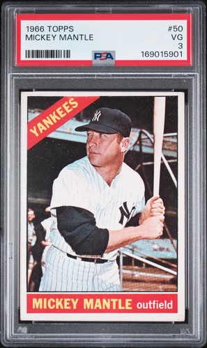 1966 TOPPS #50 MICKEY MANTLE PSA 3
