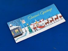 Vtg Texaco Gas Oil Service Station Season's Greetings Christmas Card Pump NOS