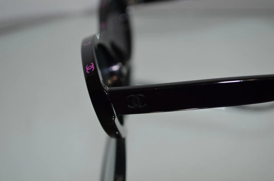 RARE Chanel Oval Sunglasses Black/Pink Logo Cateye 5416 C.1711/S4 57-17-140 - Image 4 of 4