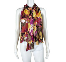 ST. JOHN Knit Jacket  Silk Blouse 2PC. SET - Size 6/Small Floral Print - NTSF